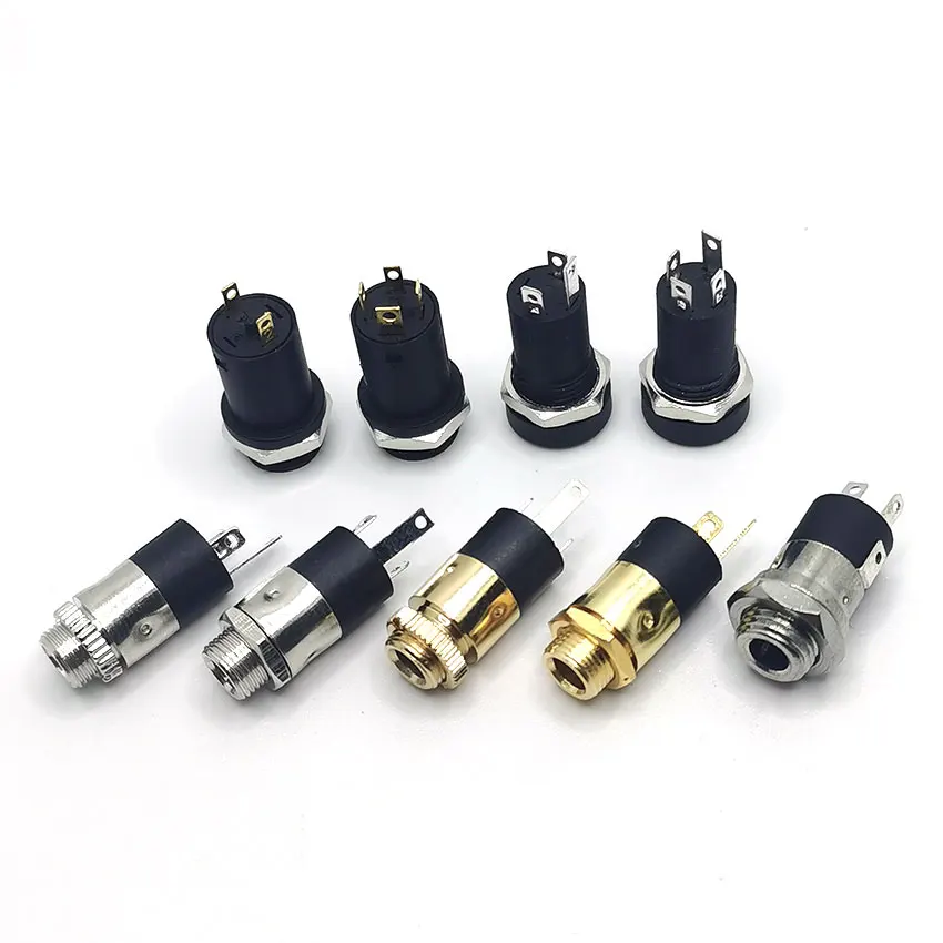 5PCS 3.5mm PJ Series Stereo Female Socket with Screw 3.5 Audio Headphone Jack 3P 4P Vertical Double Channel Connector 392 31640