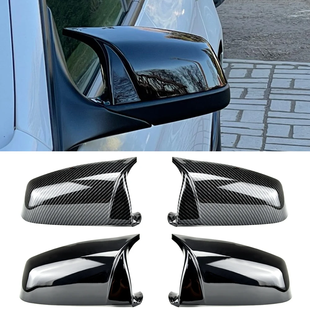 For BMW 5 6 7 Series E60 E61 E63 E64 F06 F07 F10 F11 F13 F01-F04 Carbon Fiber pattern Black Side Wing Rearview Mirror Cover Cap