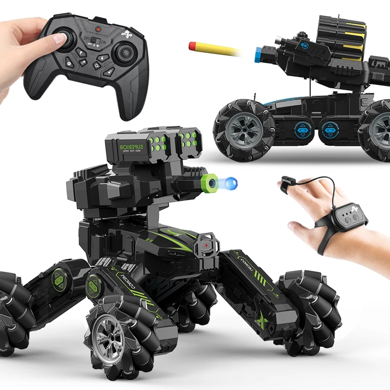 

Stunt Remote Control Vehicle Car Can Launch Water Bomb Gesture Sensing Battle Tank Four-Wheel Drive Off-Road Car Children's Gift