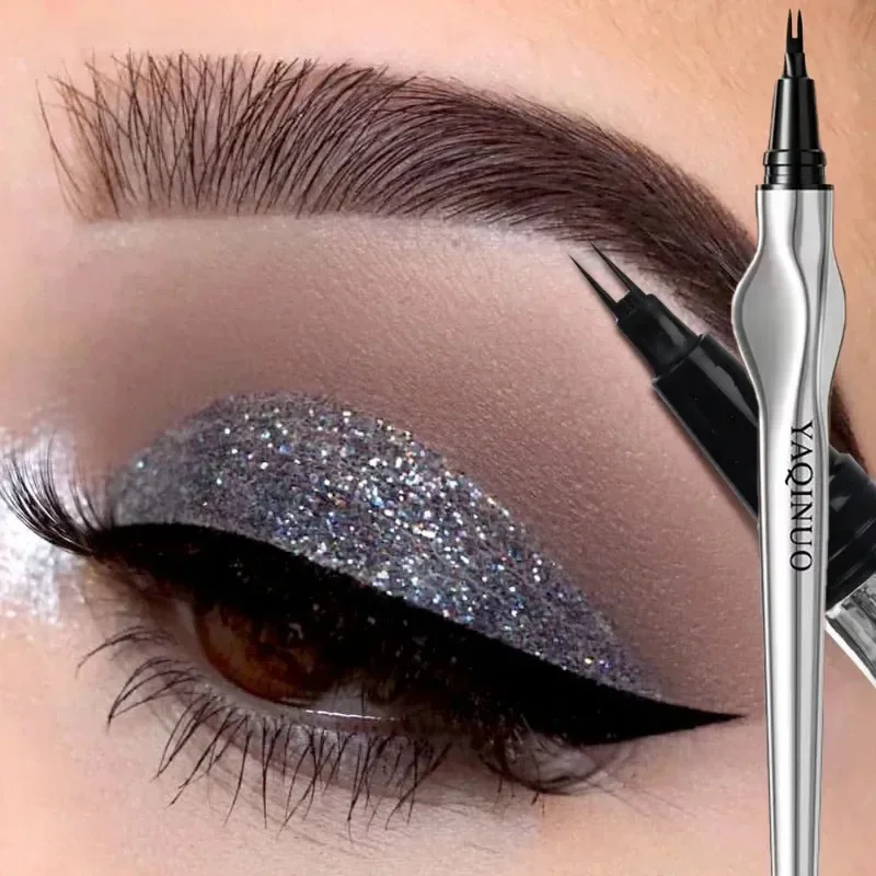 2 نقاط قلم الحواجب طويلة الأمد سهلة الإمساك الحاجب الوشم مقاوم للماء رقيقة السائل الكذب دودة القز الحاجب القلم ماكياج الكورية جديد