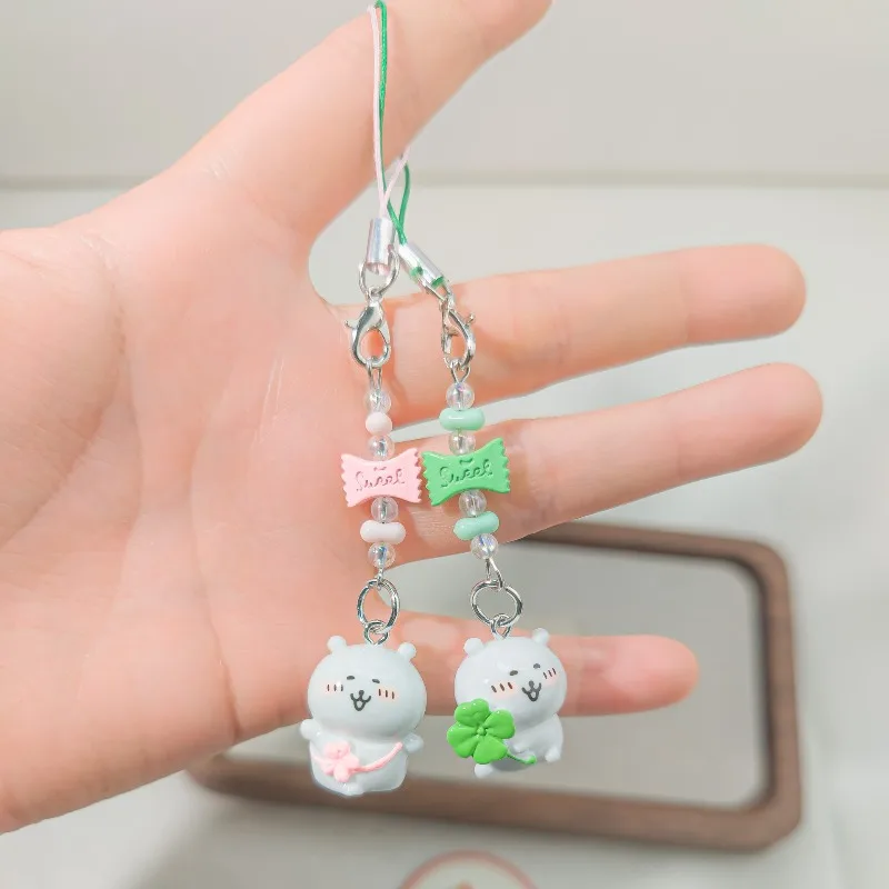 

Cute Beaded Phone Strap Pink Green Flower Variations Kawaii Aesthetic Accessory Perfect Girly Gift for Fans