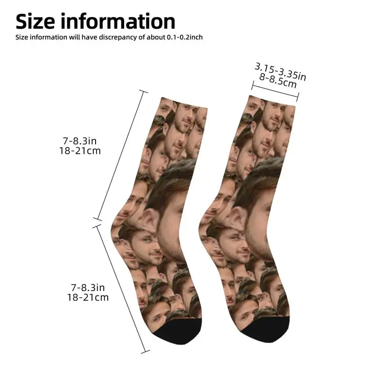 Ryan Gosling Head Collage Men Women Crew Socks Unisex Cool Spring Summer Autumn Winter Dress Socks