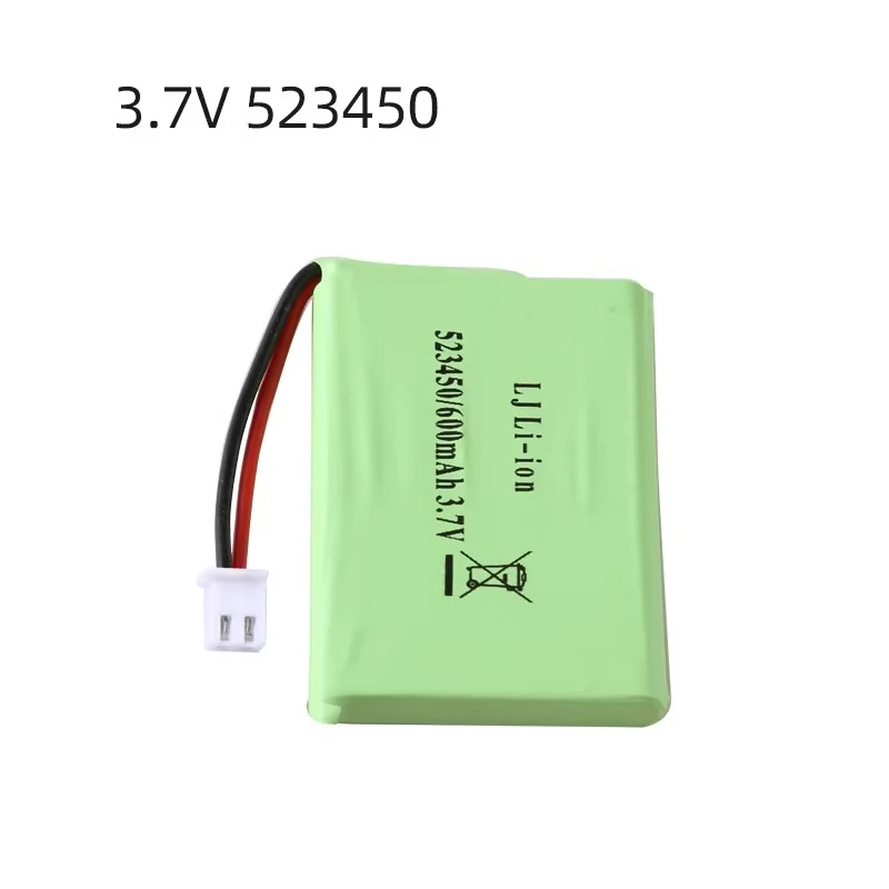 3.7v disc-shaped lithium battery 523450 for toy smart robot talking dog, 600mah rechargeable battery