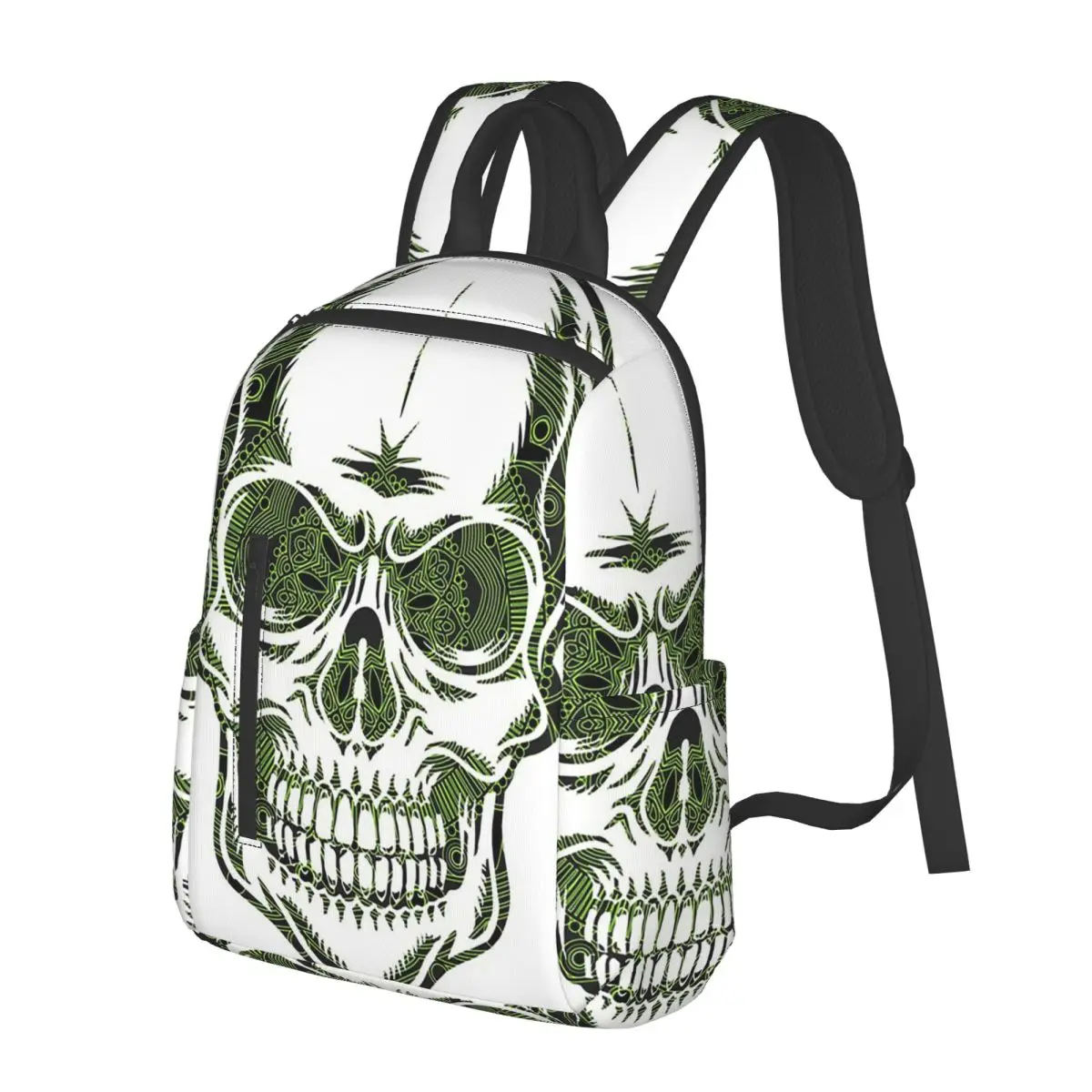 

Green Leaves Skull Student Backpack School Bag Hiking Travel Daypack for Men Women Bookbag Shoulder Bags