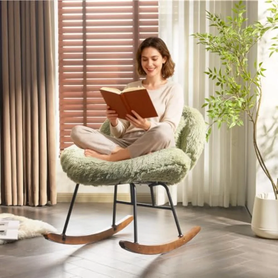 

25.6 Extra Wide Nursery 115 Armless Rocking Chair Curved Cute Cross-Legged Glider Chair with Pillow Solid Wood Nursing Chair fo