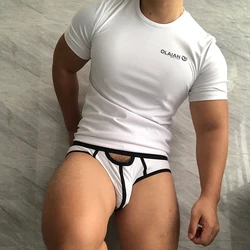 Men Underwear Briefs Cotton Low Waist Sexy Mens Briefs Slips Cueca Masculina Male Panties Calcinha U Pouch Hollow Man Underpants