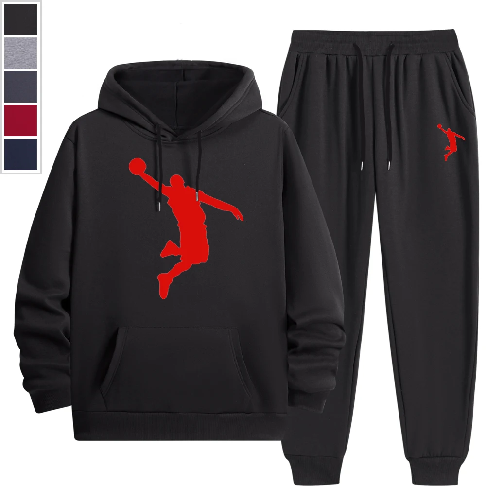 2024 Autumn and Winter Men and Women Pullover Hoodies + Jogging Pants Two-piece Set Hip-hop Sweatshirt Set Fashion Trend