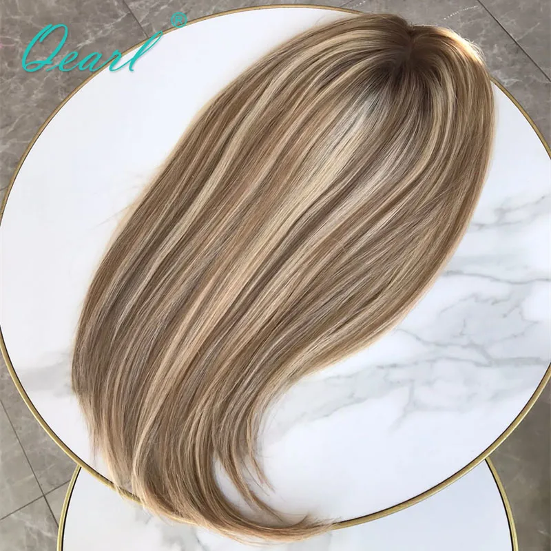 Natural Straight Lace Front Wig Human Hair HD 13x4 Lace Frontal Wigs for Women Ash Golden Blonde Highlights Colored Wig Qearl