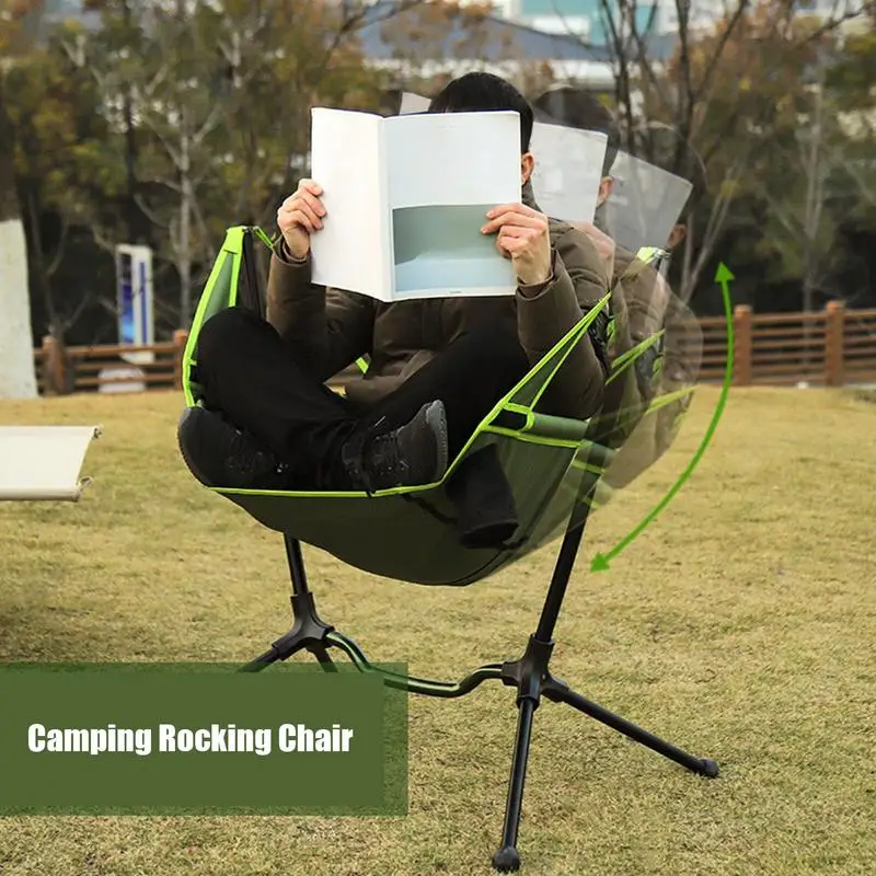 Rocking Camping Chair 600D Oxford Hammock Chairs with Carry Bag Rocking Chair with Back Support Portable Swinging Camping Chair