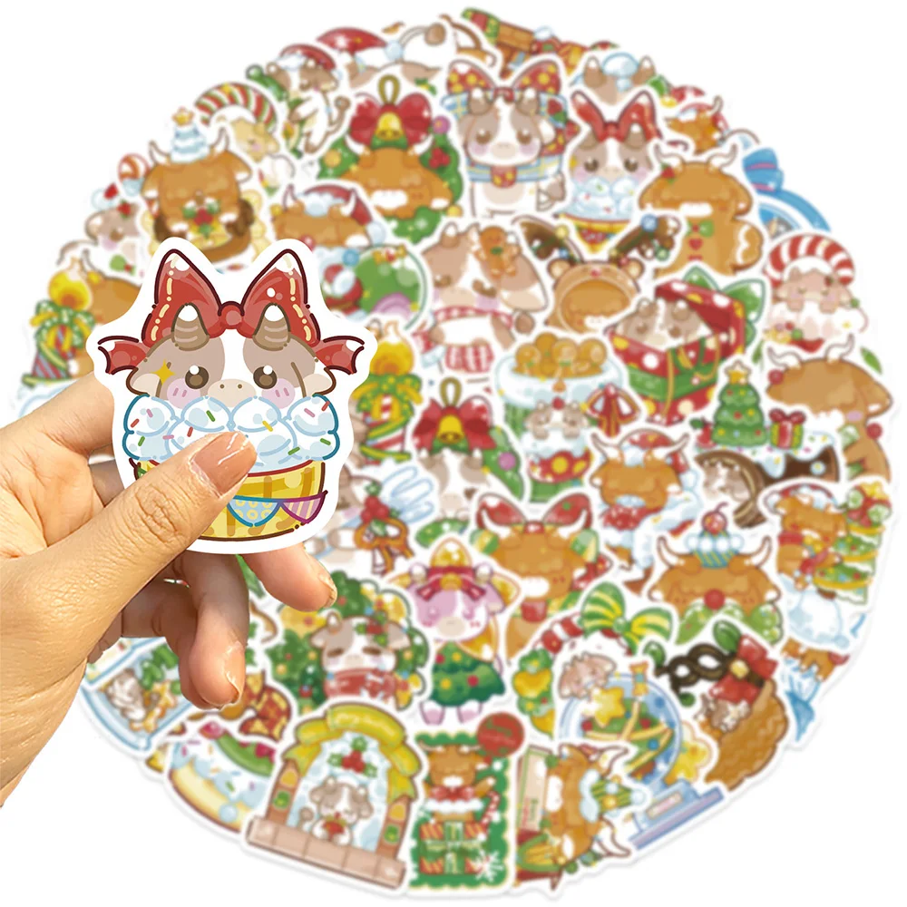 

10/30/50PCS Christmas Calf Cartoon Stickers Cute Decal DIY Graffiti Stationery Diary Notebook Laptop Holographic Kawaii Sticker