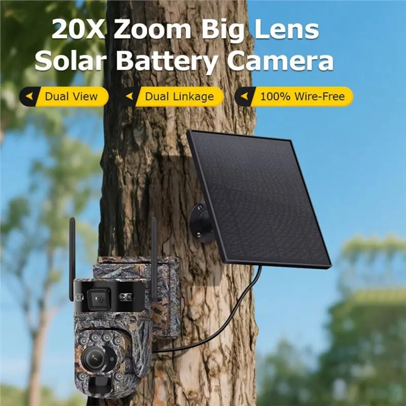 Y43A-Outdoor Security Camera 6MP Solar Powered 4G SIM 20X Zoom Wireless CCTV Camera EU Version