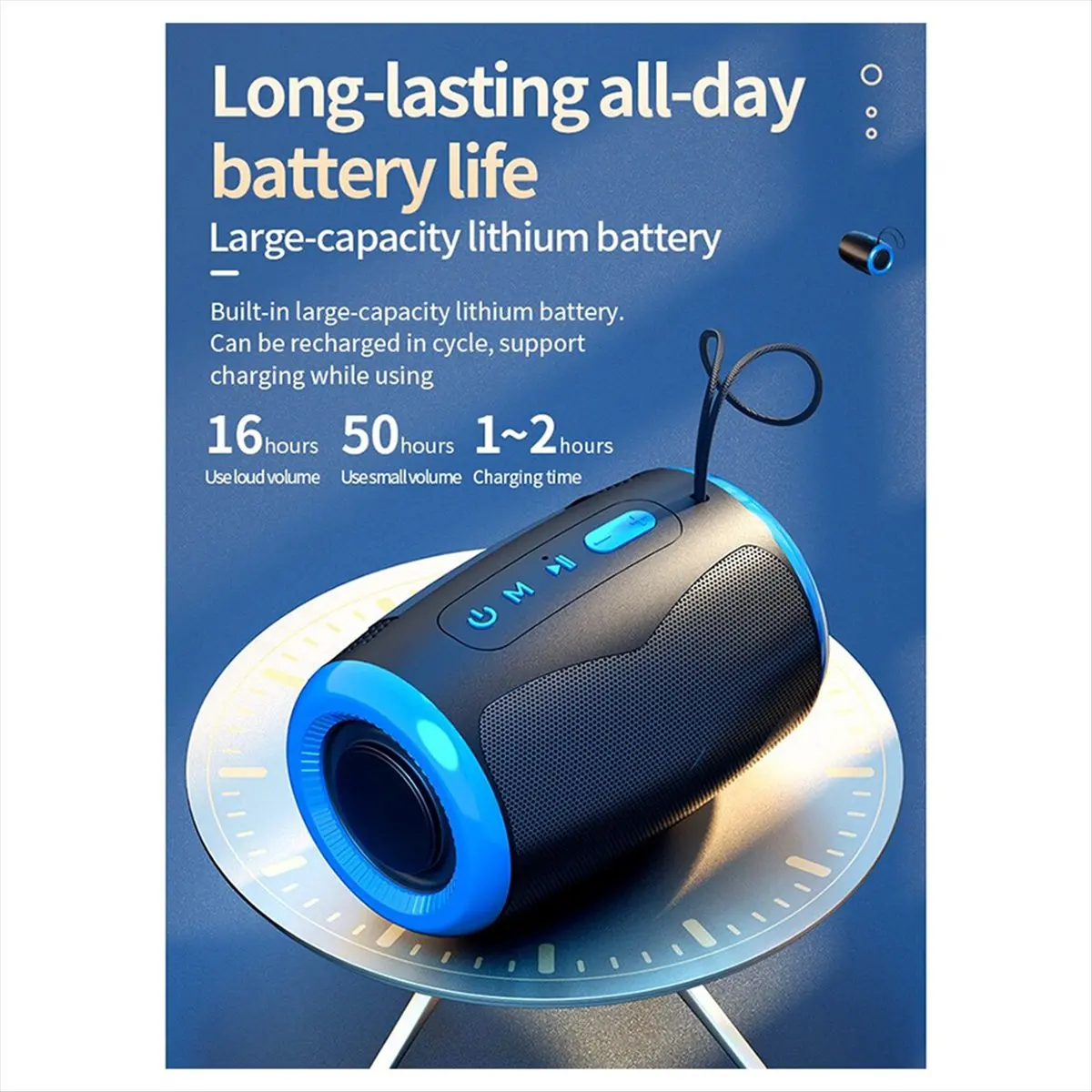 

Портативный динамик, беспроводные Bluetooth-колонки с 5.3 стерео FM/SD/USB-диском/режим Aux, водонепроницаемые для наружного Hi-Fi звука