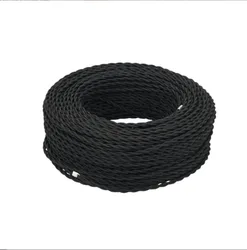 Vintage Twisted Electrical Wire Black Textile Cable 2*0.75mm Edison Vintage Lamp Cord Braided Retro Pendant Light Lamp Wire