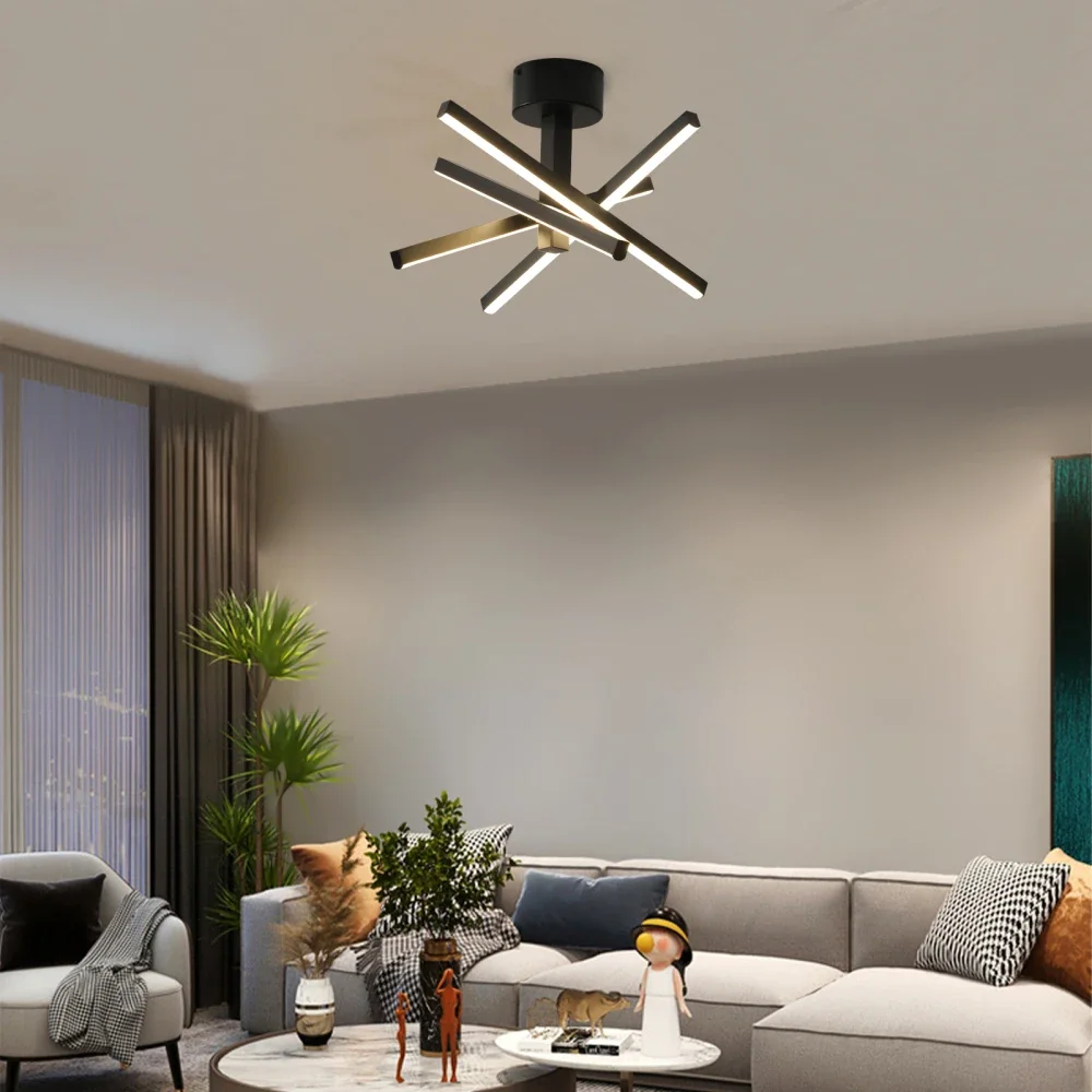 LED Semi Flush Mount Ceiling Lamp Selected Aluminum Lamp Body and High Quality Acrylic Lampshade for Redroom Living Room