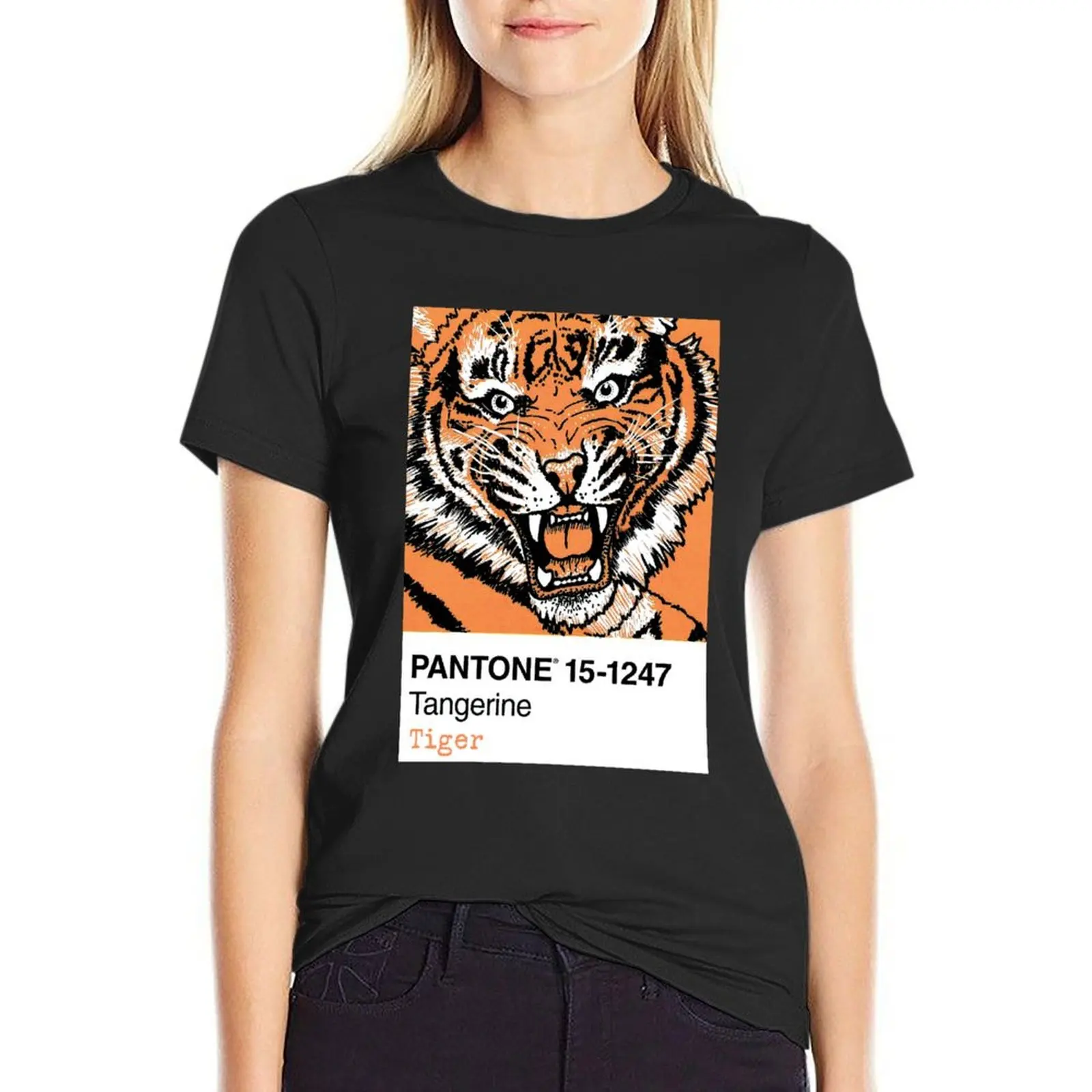 Pantone 15-400 Mandarine Tiger T-Shirt Anime Anime Kleidung Zoll Damen bekleidung