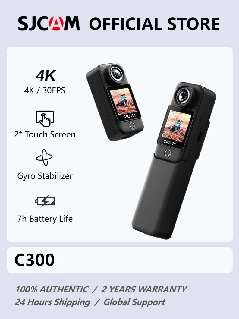 SJCAM C300 Action Camera con lunga durata della batteria 4K FHD Video EIS stabilizzazione corpo impermeabile 5G WiFi nuovo di zecca