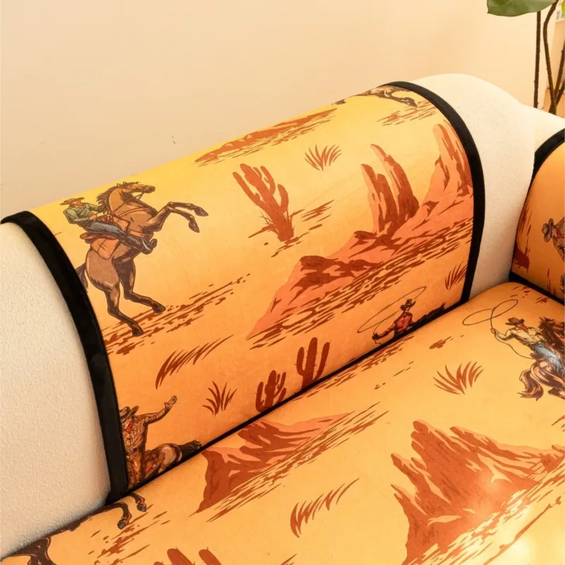 2025 جديد شوباكفير الشنيل كل موسم غرب كاوبوي أريكة العالمي أريكة حصيرة وسادة مسند الذراع غرفة المعيشة الأريكة الغلاف أريكة كيس وسادة #4