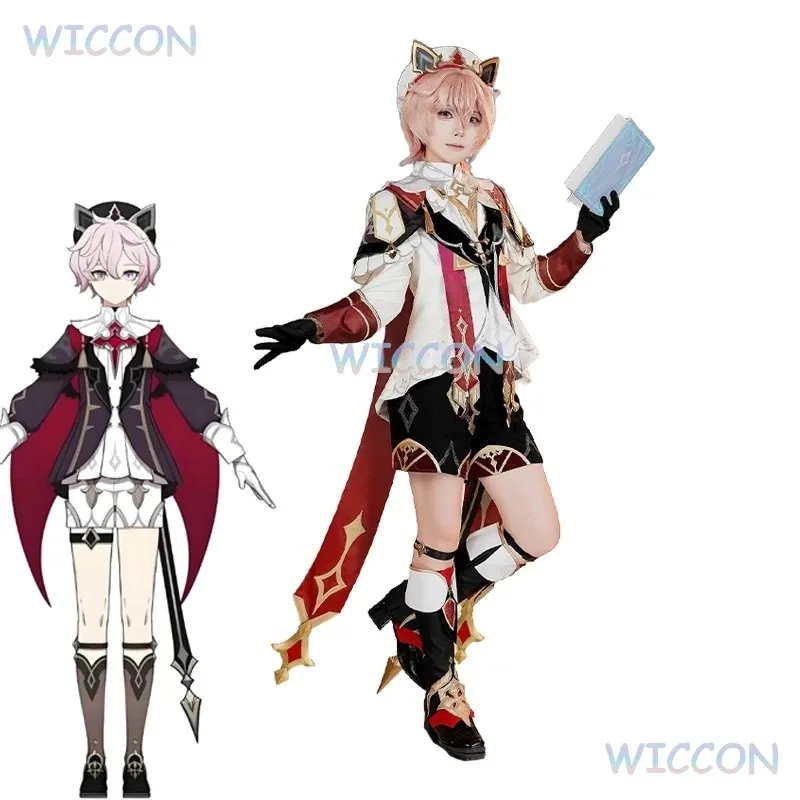 

asdh8@dahlia cosplay Costume Top Pants With Hat Wig Shota Boy Game Genshin Impact Men Hallowen Carnival Roleplay