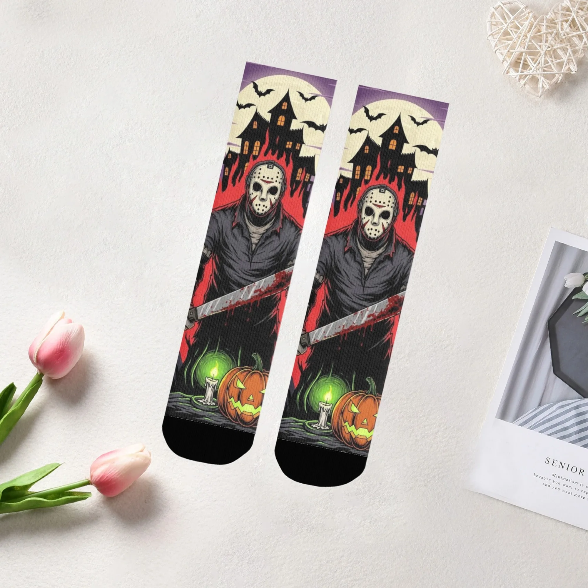 Retro Comic Horror Killer Neuheit Herrensocken Harajuku Stil Verrückte Hip Hop Lustige Glückliche Socken Lässige Sportsocken Halloween Geschenk