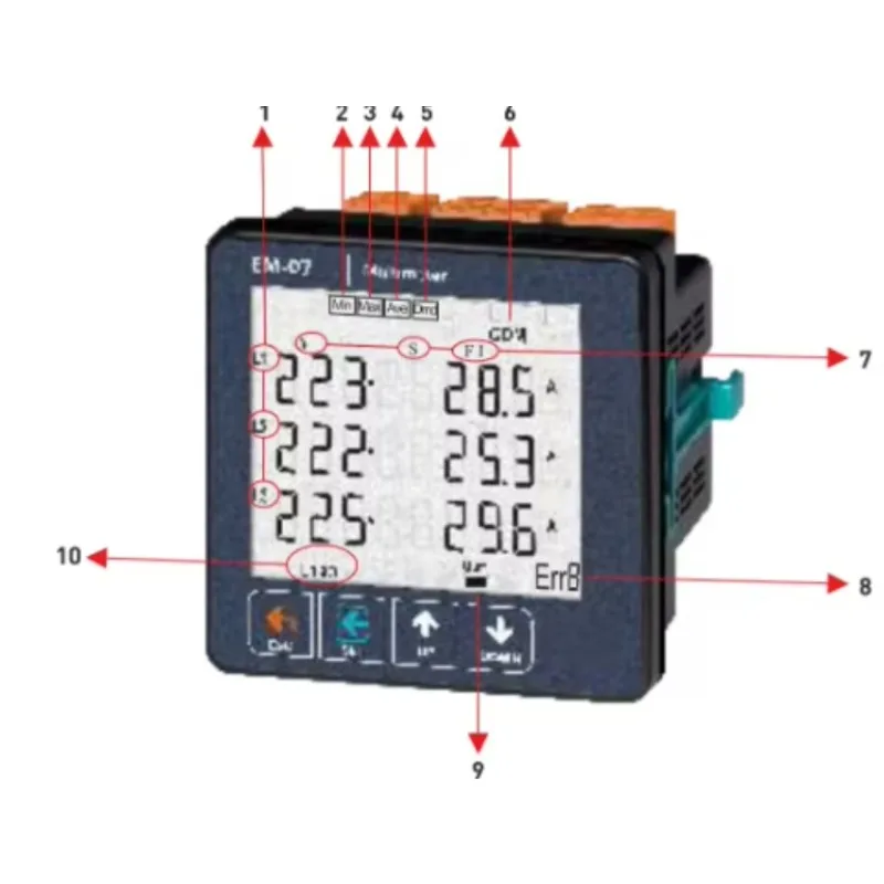 3 Phase Digital Multimeter Panel Mount Volt Amp Frequency Meter 3P Industrial Multi-function Power Monitoring Meter
