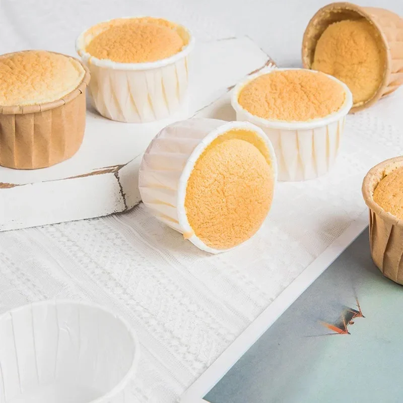 50PCS Treated Paper Souffle Portion Cups for Measuring Cake Baking and High Temperature Household Mould Ice Cream Cup