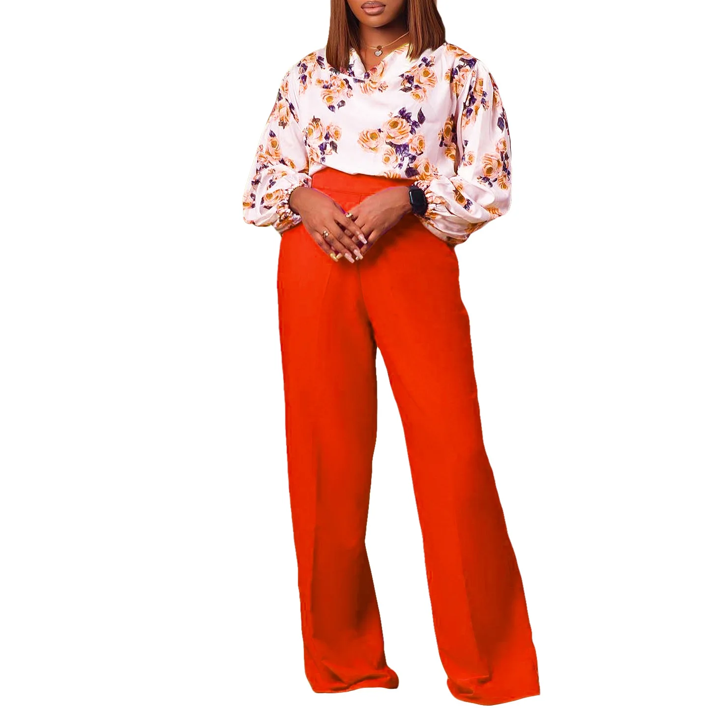 

2 Piece Set Women Tracksuit Summer Fall Elegant African Clothes for Women Casual Party Print Tops Wide Leg Pants Suits Outfits