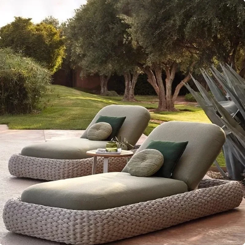 Outdoor bed rope hot spring hotel pool lounge chair