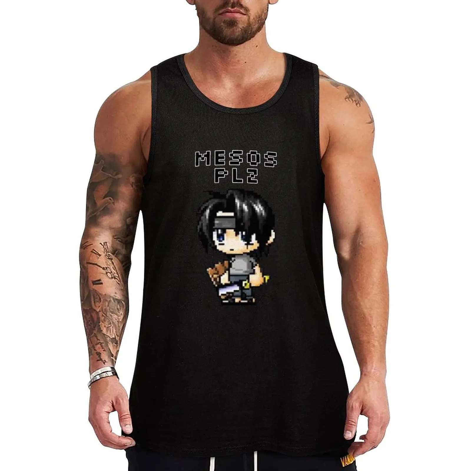 

Mesos Plz MapleStory Noob Meme (Transparent) Tank Top Sleeveless T-shirt T-shirt men Men's summer t-shirt Men's gym t-shirts