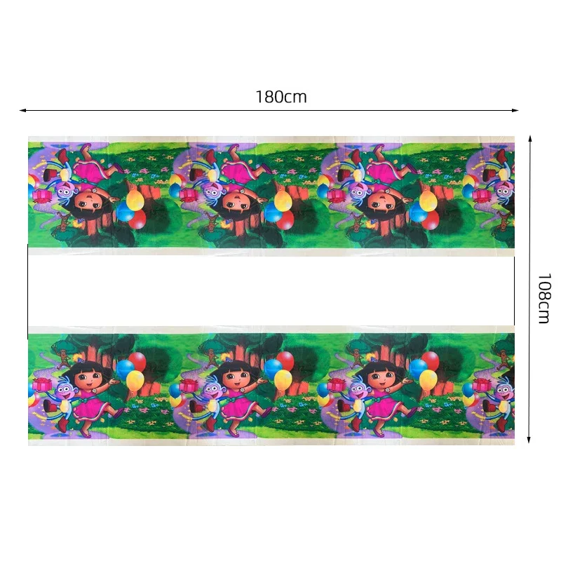 Dora Explorer Theme Decoration Kids Birthday Party Balloon Set Tableware Cup Knife Fork Background Baby Shower Supplie Gifts