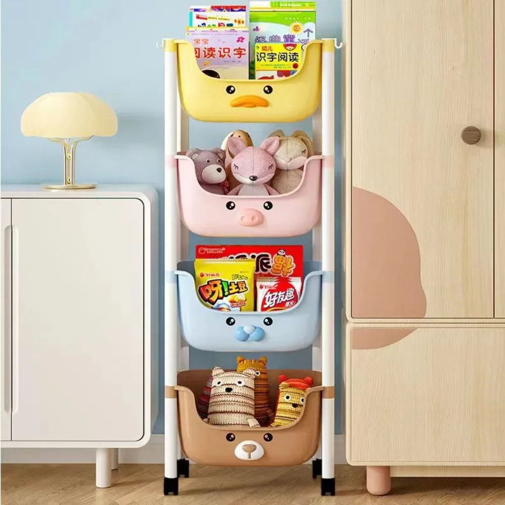 Toy Storage Trolley For Miscellaneous Items U-Shaped Opening Design Multi-Layer Household Kitchen Fruit Vegetable Storage Rack