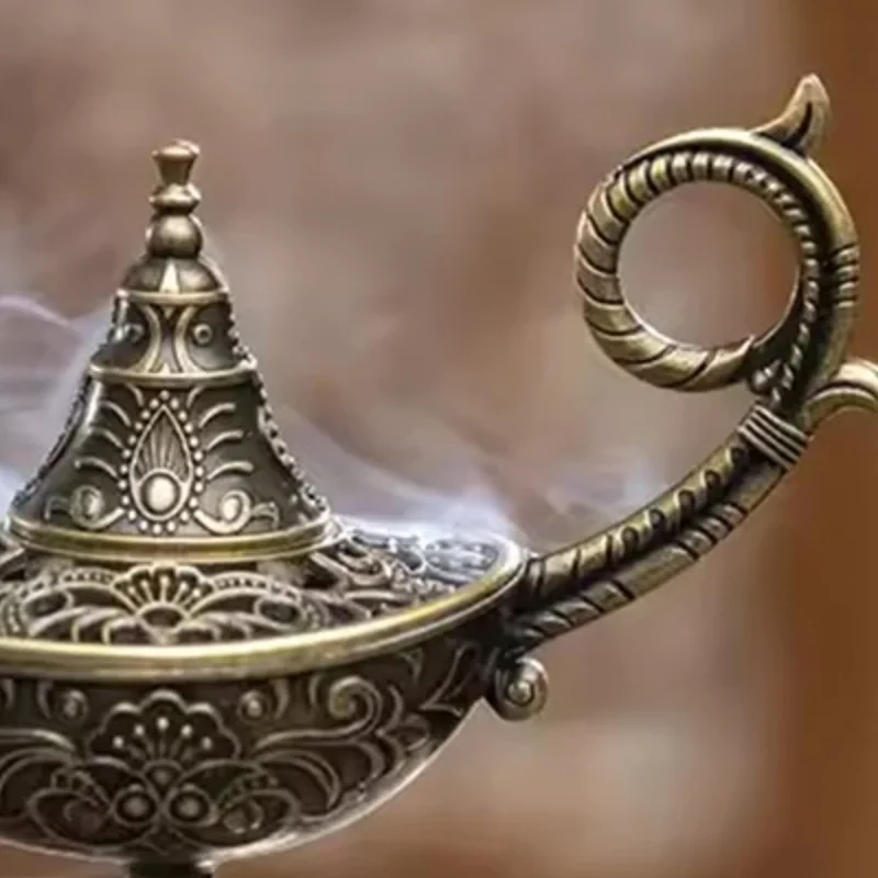 Durable Antique Style Incense BurnerAir PurificationMetal Incense BurnerWishing Aladdin Lamp Candle HolderHome Decorations