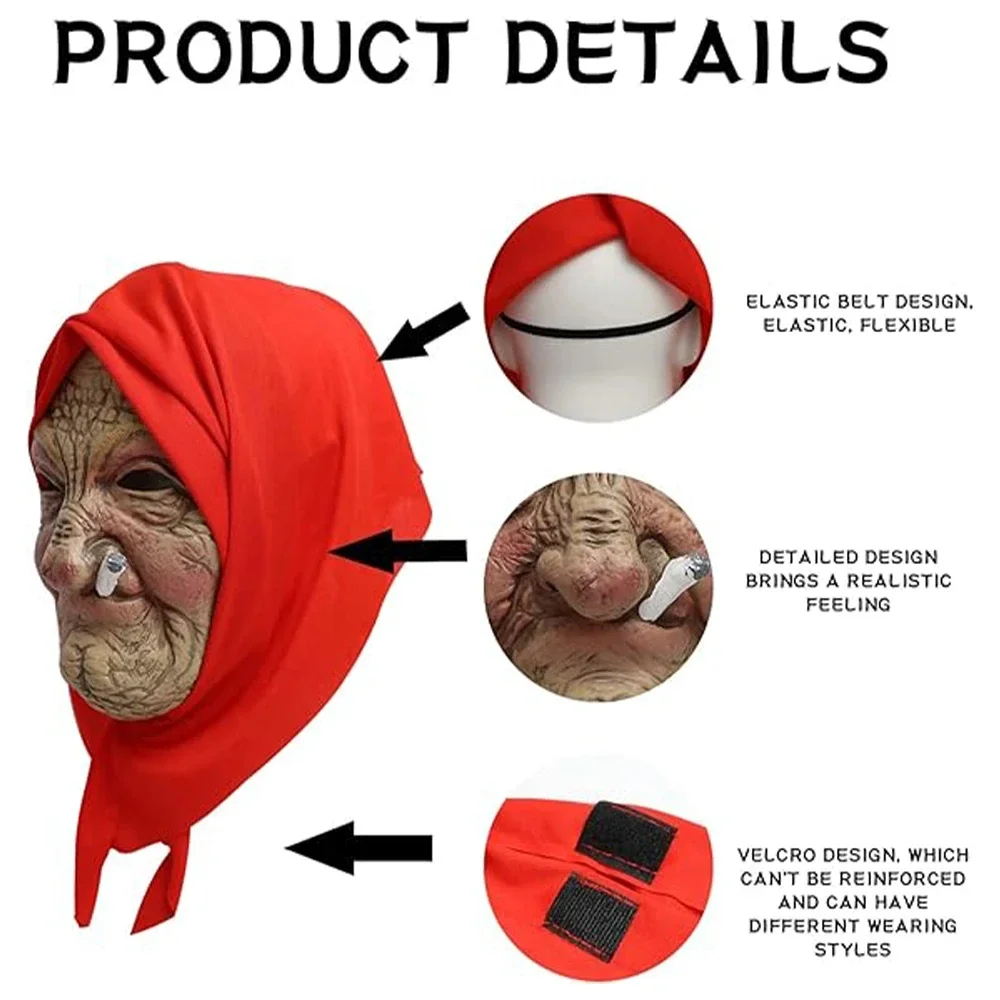 Halloween horreur déguisement masque de fête fumée grand-mère réaliste vieilles femmes masque facial Halloween Horrible masque effrayant Cosplay accessoires