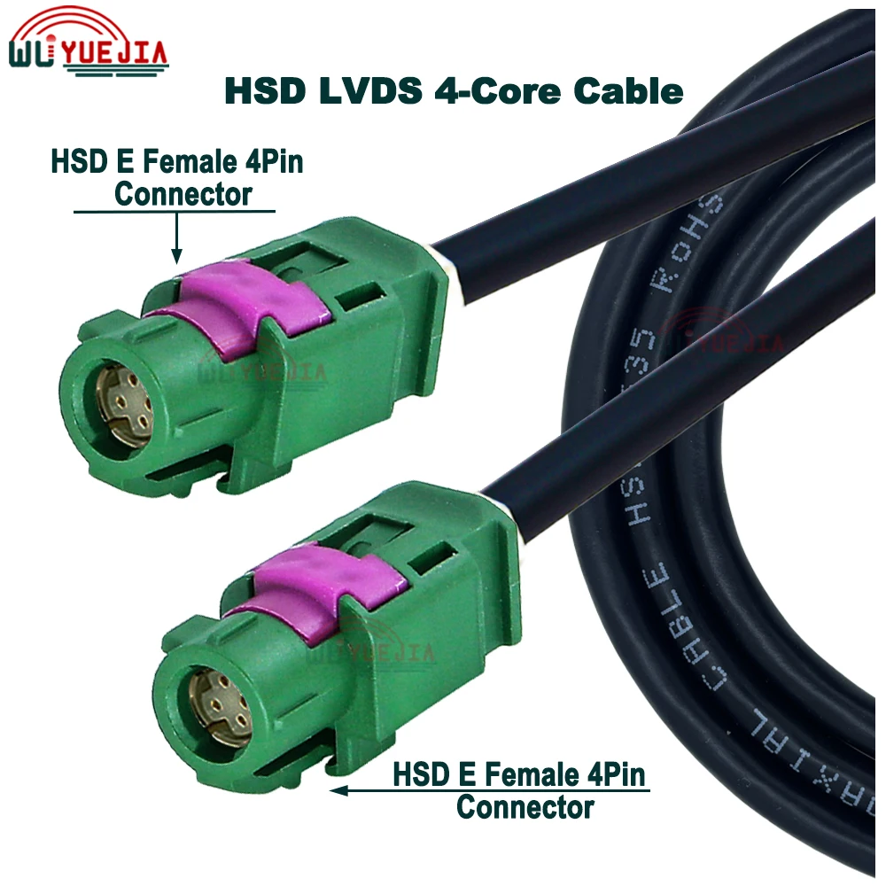 Green RAL 6002 HSD 4 Pin E Female Wire Video LVDS Line for Car GPS Navigation Audio High-Speed Wiring Harness 535 4-Core Cable