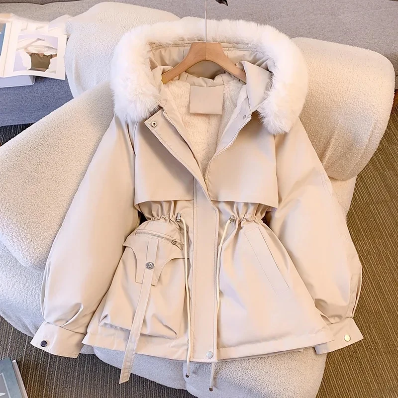 Donna Casual elegante ufficio signora parka manica lunga monopetto giacca 2023 inverno moda caldo solido pieghe tasca cappotto