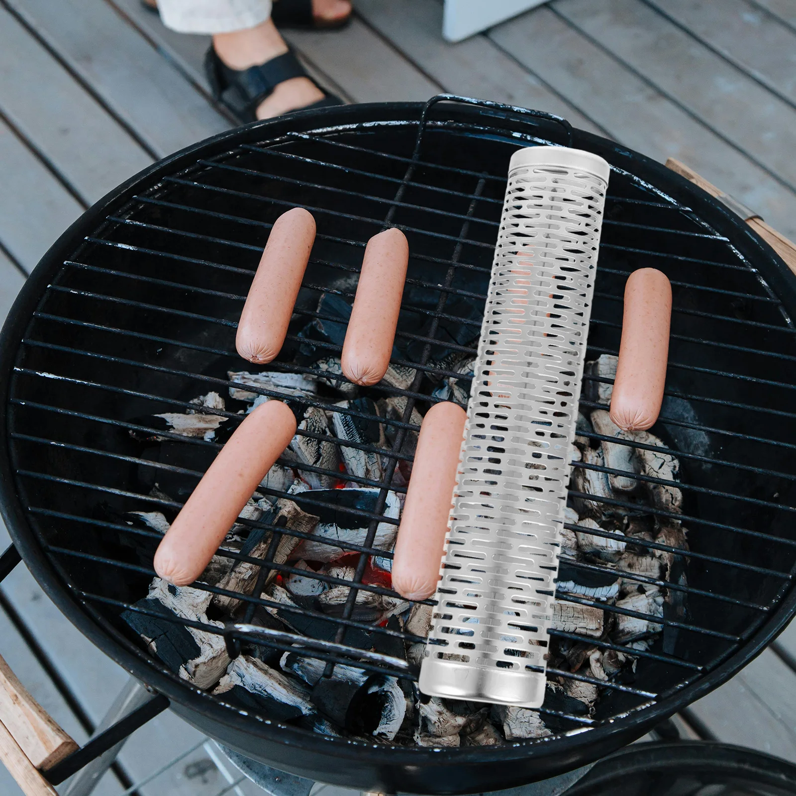 

Reusable Smoking Tube Stainless Steel BBQ Smoker Grill Tools Wear resistant Replaceable Daily Use Compact Grilling Accessories