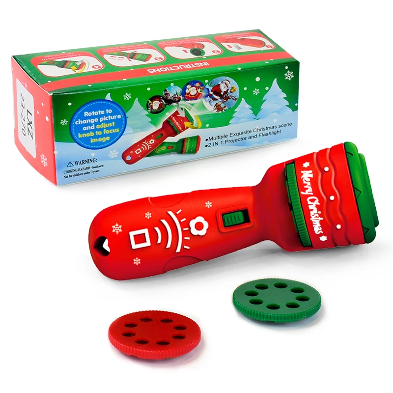 

Kids Projector Flashlight Toy Cognitive Lighting Cartoon Xmas Pattern Fun Projector Children Boy Girl Gift
