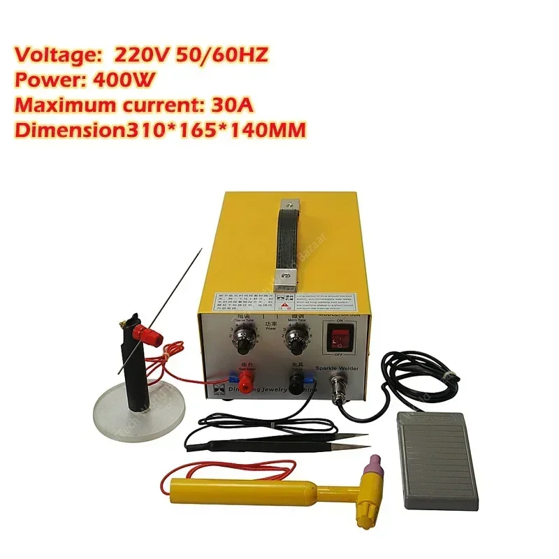 DX-30A Handheld Laser Spot Welder 220V 400W 30A Laser Welding Machine for Platinum Silver Gold Steel Welding