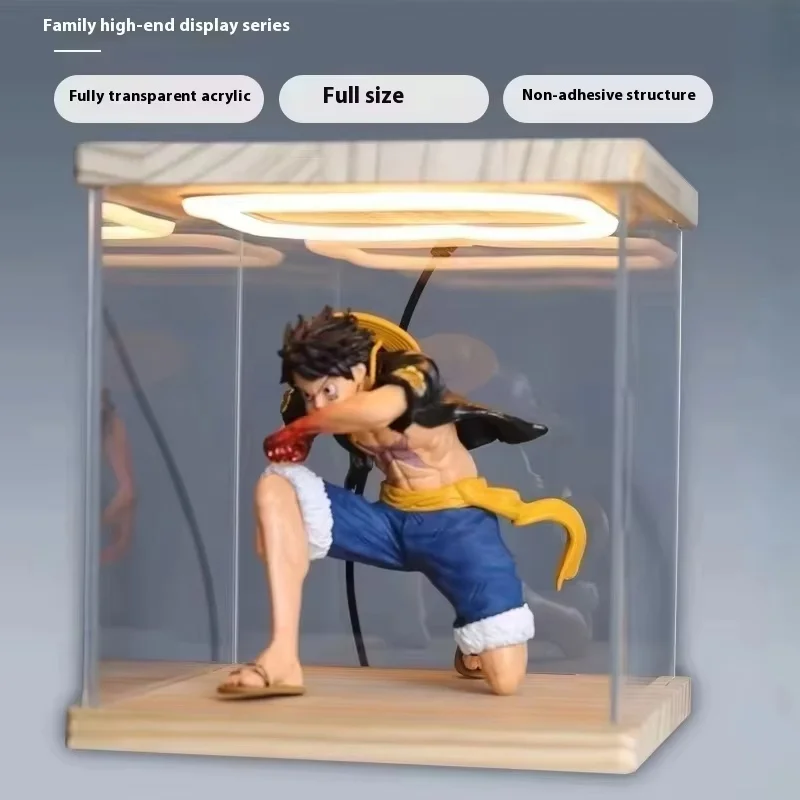 

Акриловый прозрачный витрина с кольцевыми светодиодными фонарями для демонстрации фигурок, сборочный чехол для хранения пыли для моделей автомобилей и кукол