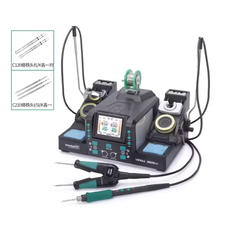 2 in 1 Precision Soldering Station with Micro Tweezers Compatible C210 C245 Tips Hot Air Rework Station for Electronics
