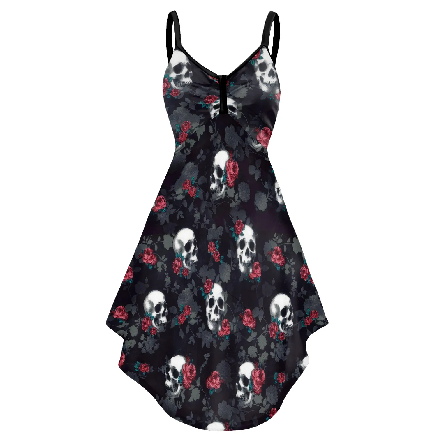 

Casual Halloween Dress Skull Pattern Cosplay Costume Gothic Day of The Dead Carnival Dress Funny 3D Print Outfit Festival Wear