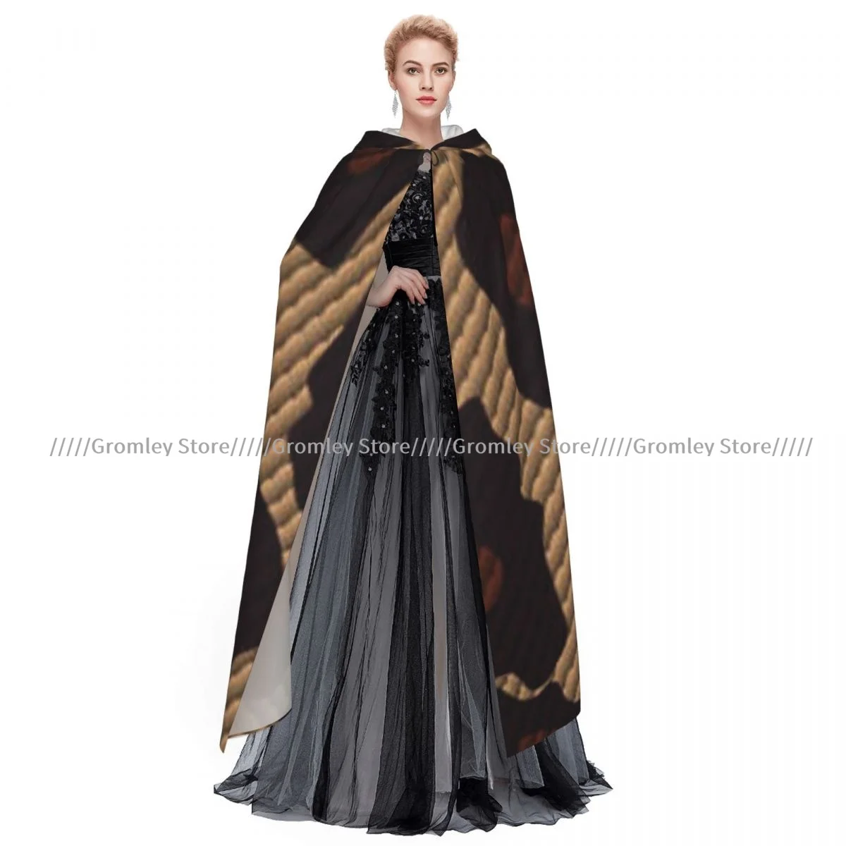 القرون الوسطى هالوين تأثيري عباءة معطف مقنع مجردة جلد الثعبان نمط كيب معطف طويل خندق زي معالج عباءة