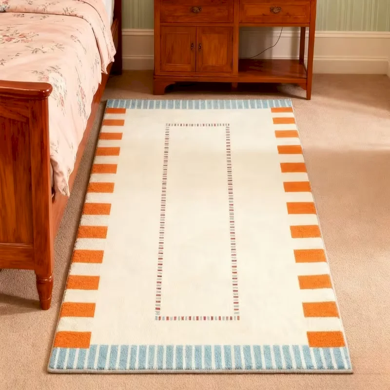 VIKAMA Colorful Striped Line Bedside Blanket, Absorbent And Anti Slip Long Carpet, Living Room, Bedroom, Indoor Home Decoration