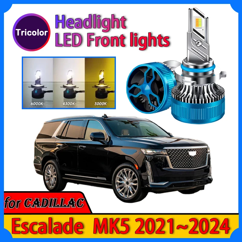 LED Headlight for Cadillac Escalade 2021-2024 Plug and Play Modified lamp Strong white light Three-color adjustment Auto Parts