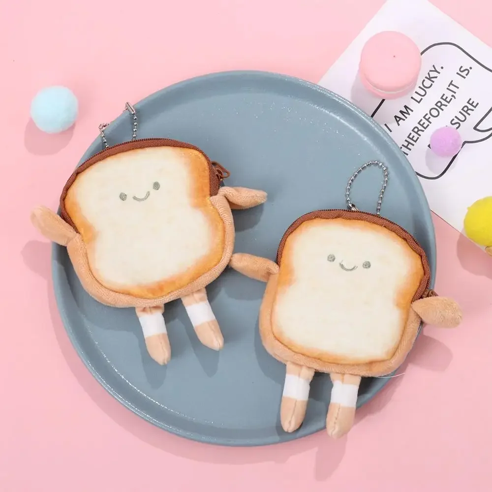 

Cute Cartoon Toast Coin Purse Bread Lightweight Coin Key Bag Portable Earphone Bag Girl