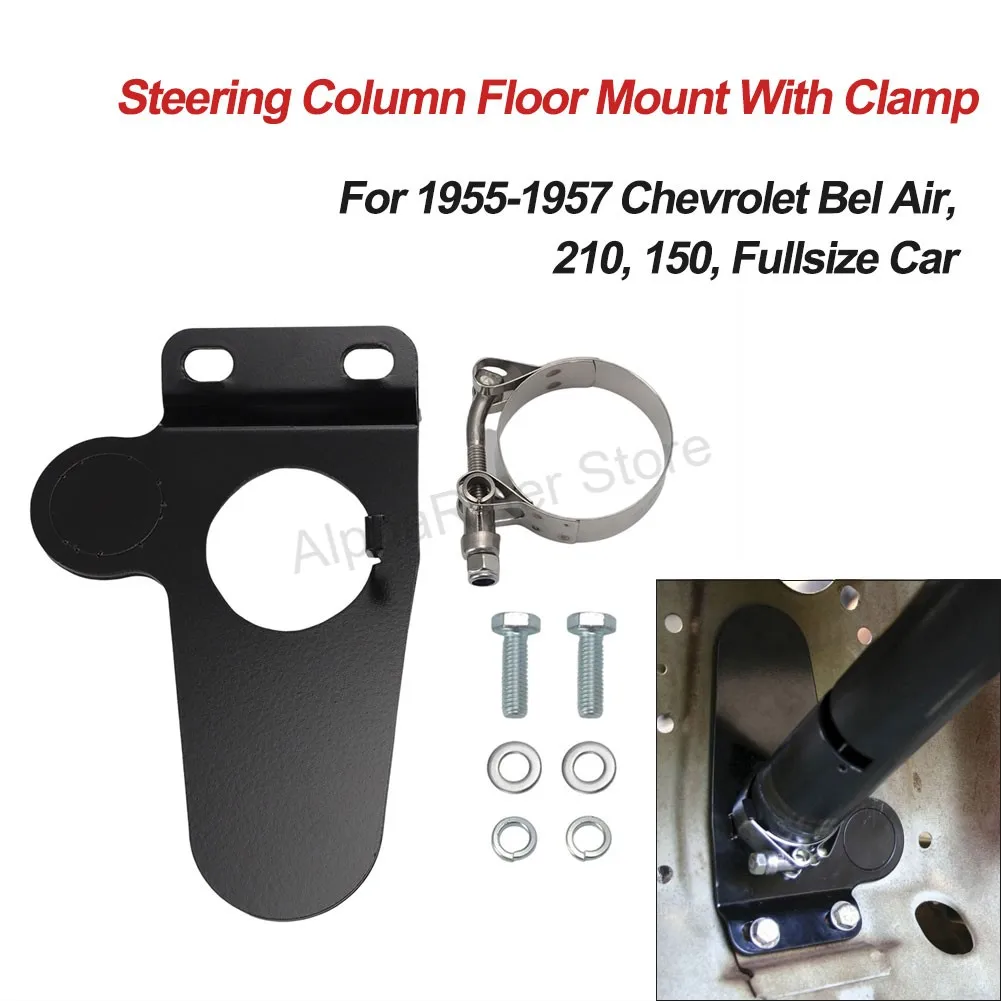 Nuevo para 1955-1957 Chevrolet Bel Air, 210, 150, soporte de suelo para columna de dirección de coche de tamaño completo con abrazadera negra