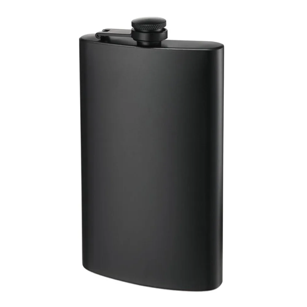 

Drinkware 6/8/12 Oz Black Pocket Flagon Flat Stainless Steel Whisky Bottle Durable Mini Hip Flask Camping