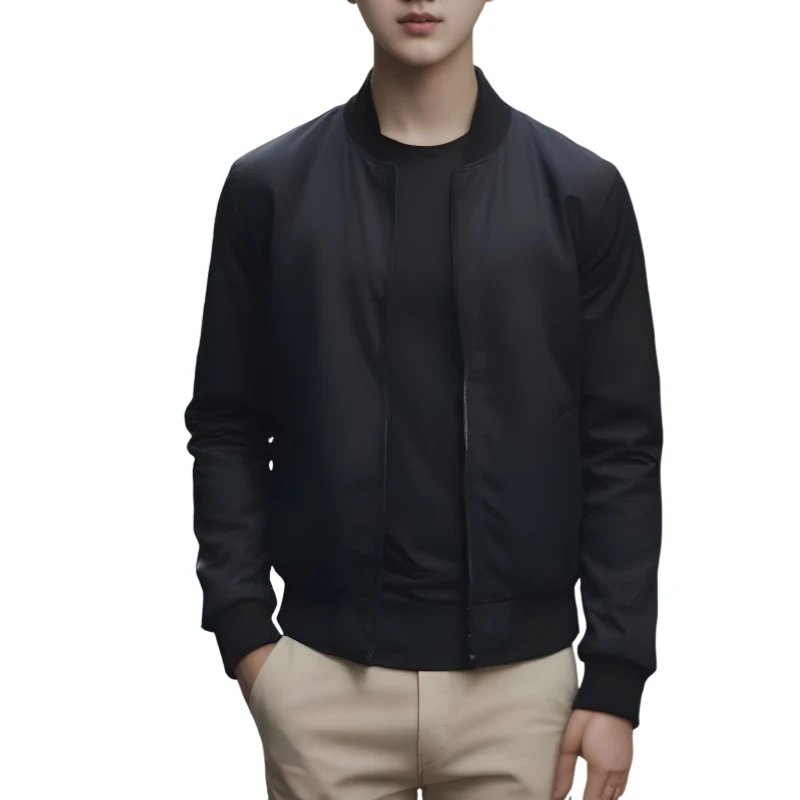 2023 lente en herfst nieuwe honkbalkraag korte losse effen kleur jas heren business casual dunne jas trend - afbeelding 1