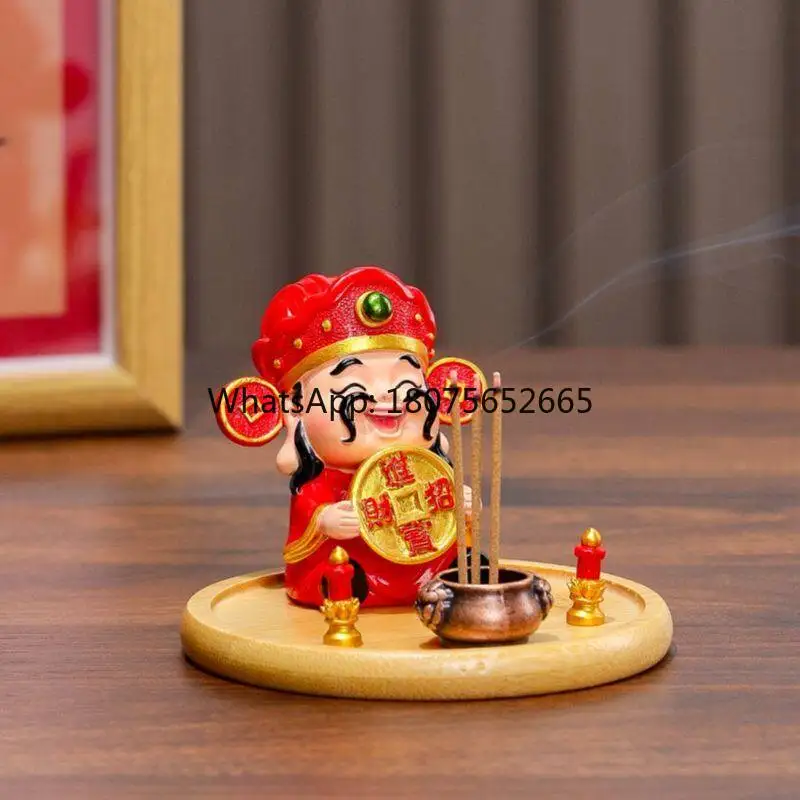God of wealth desktop small ornaments incense burner for home aromatherapy seat socket incense plate living room tea table