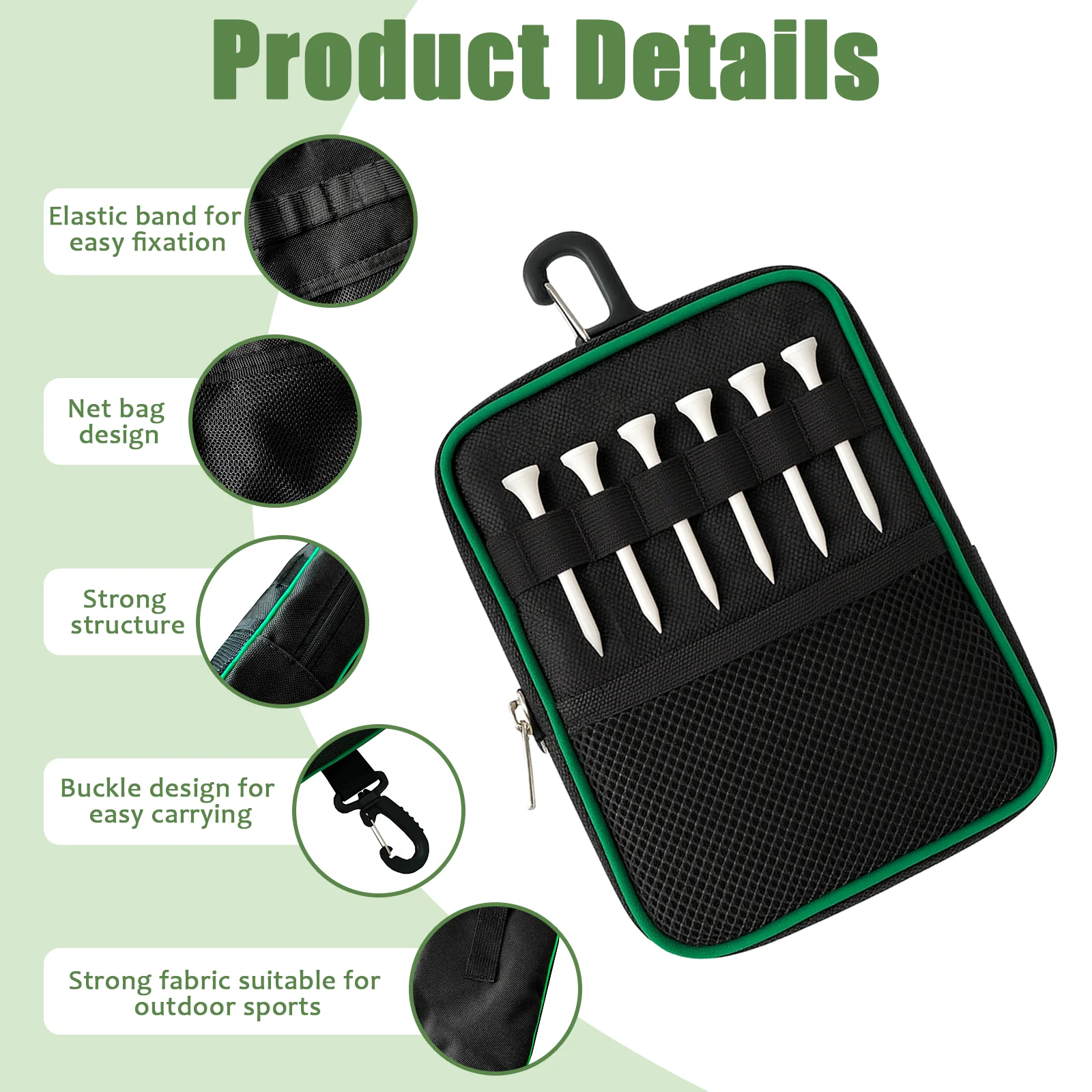 

New Golf Ball Bag Ball Peg Bag Resistant Dirtiness Durable Portable Storage Bag Large Capacity Two in One