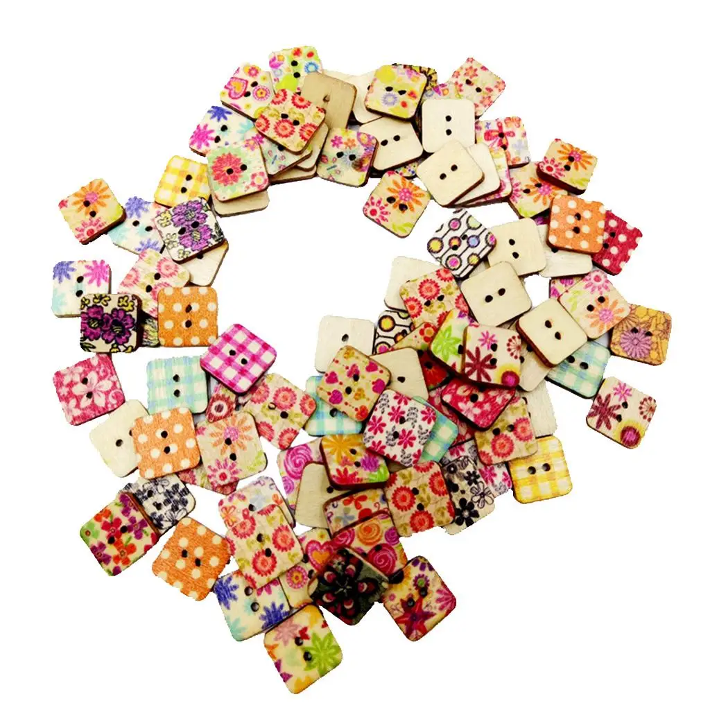 100pcs Mixed in Bulk Sqaure Sewing Button for Crafts DIY 10mm